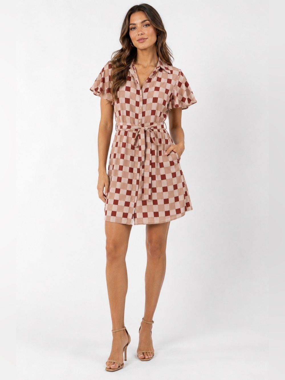 NEW • Tucker • Flutter Sleeves Mini Dress Plaid M